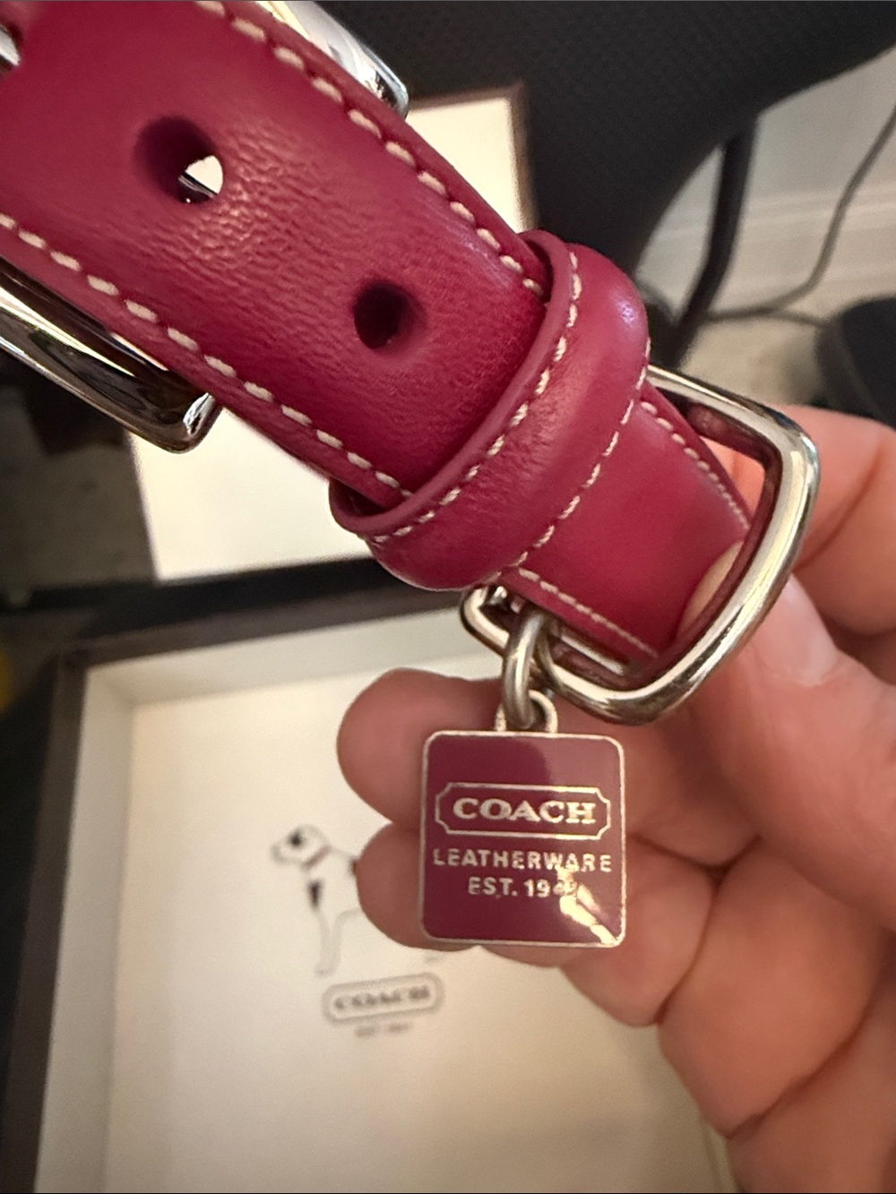 XS Coach Pink Leather Collar Belt with Silver Hardware - Picture 4 of 4